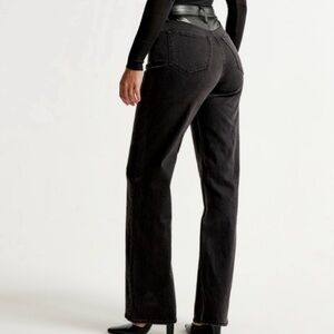 Abercrombie & Fitch Black 90s relaxed Jeans high rise leather and denim